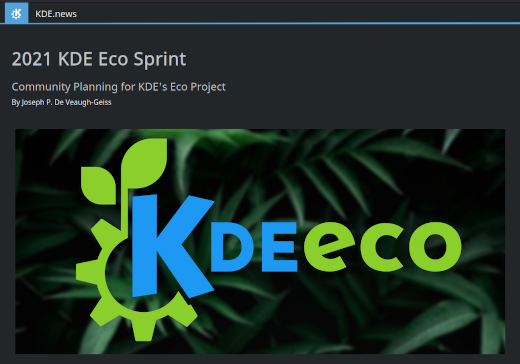 Sprint do KDE Eco 2021 nas Notícias do KDE