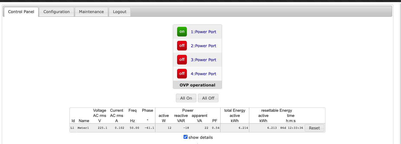 Gude Power Meter being accessed remotely