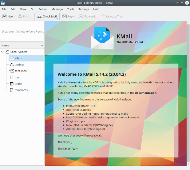 KMail Welcome Screen
