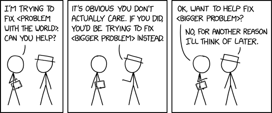 XKCD comic «2368: Bigger Problem» (publicat segons una llicència CC-BY-NC-2.5.