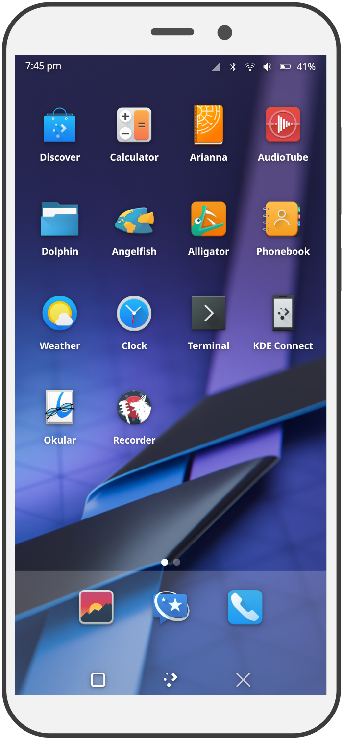 Plasma Mobile is an open-source user interface for mobile devices developed by the KDE community. (Image from KDE released under a CC-BY-4.0 license.)